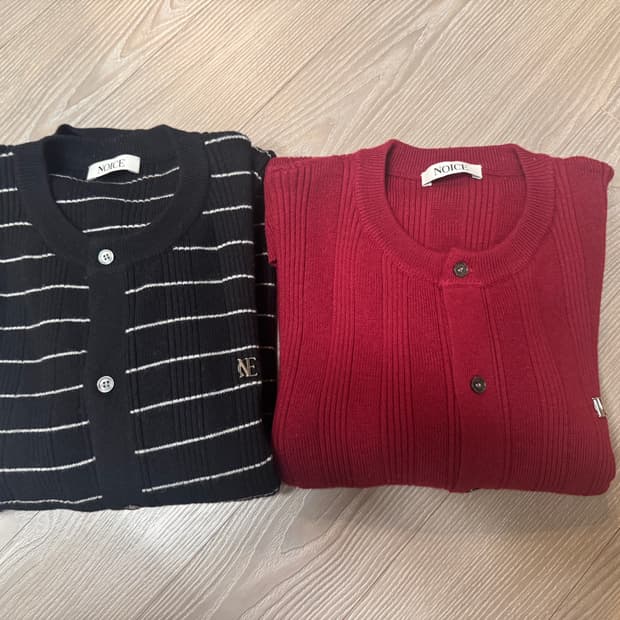 Noice 노이스 리브드 가디건 red,black L size