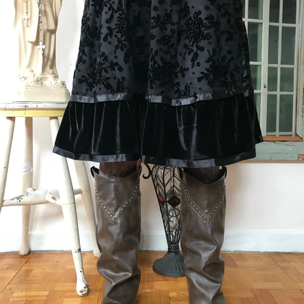  vintage pattern velvet one-piece