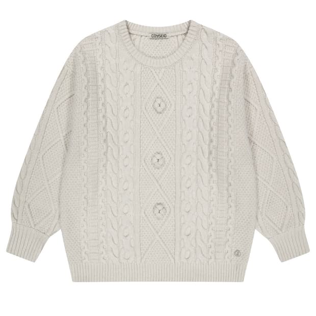 Coyseio POMPOM CABLE KNIT IVORY