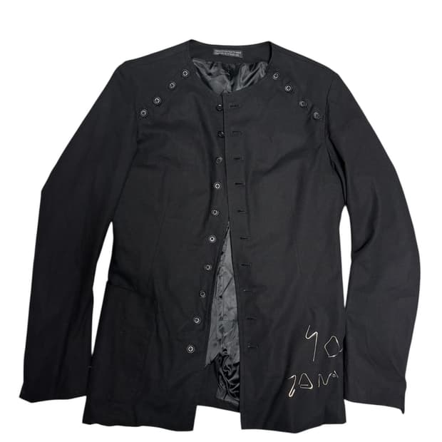 요지야마모토 뿌르옴므 15ss 블랙 버튼 디테일 자켓 2사이즈
