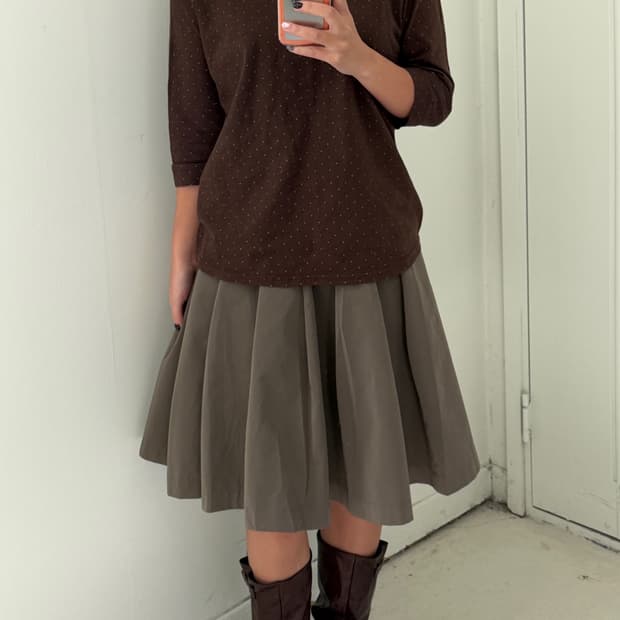 일본빈티지 브라운민트 도트 터틀넥 