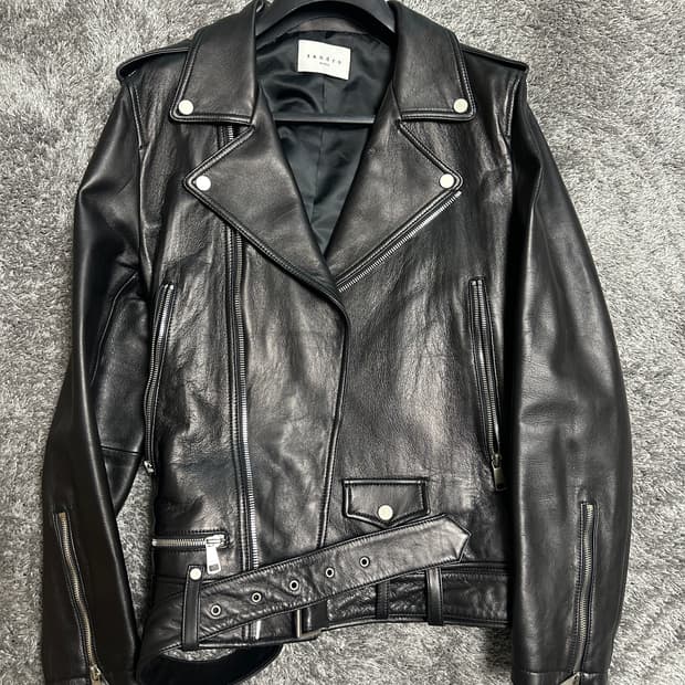 산드로 옴므 양가죽 라이더 가죽 레더 자켓 52 (100) 사이즈 블랙