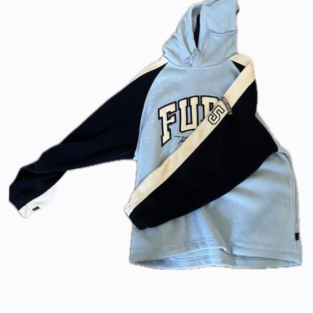 푸부 빈티지 올드스쿨 하늘색 후드티 입질연 100 사이즈