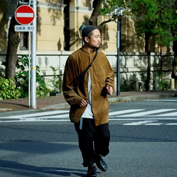 노스페이스 퍼플라벨 밴드카라 코듀로이 셔츠