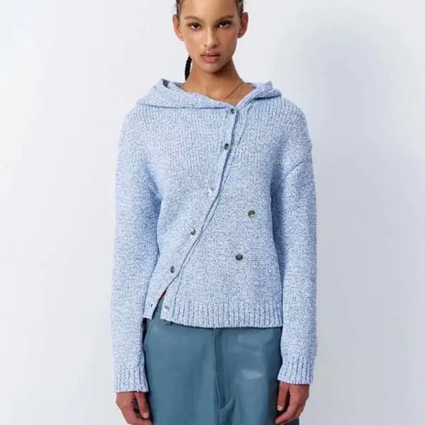 Leey 엘이이와이 HOODED CARDIGAN BLUE
