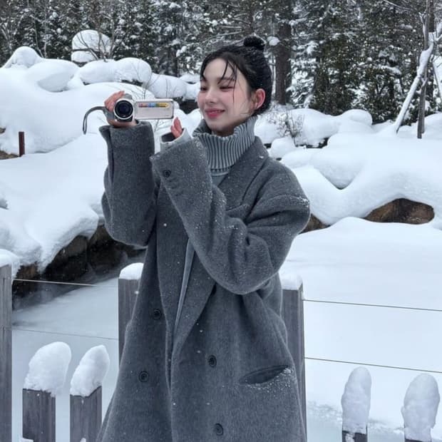 더오유 울 오버사이즈 롱 코트 그레이