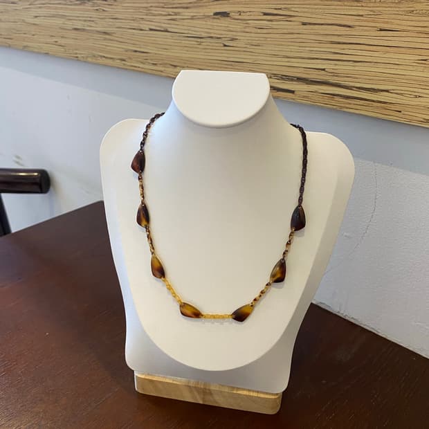 브라운 호피 호마이카 일본 빈티지 목걸이 주얼리 