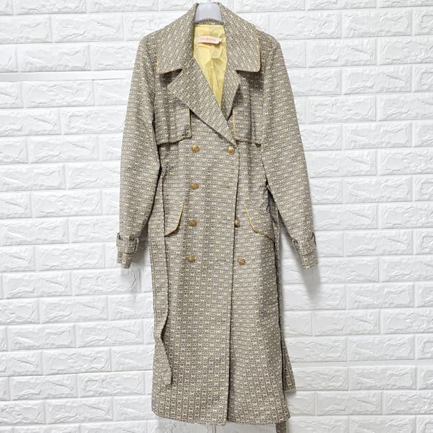 택포)M 토리버치 Tory Burch 패턴 트렌치 코트 