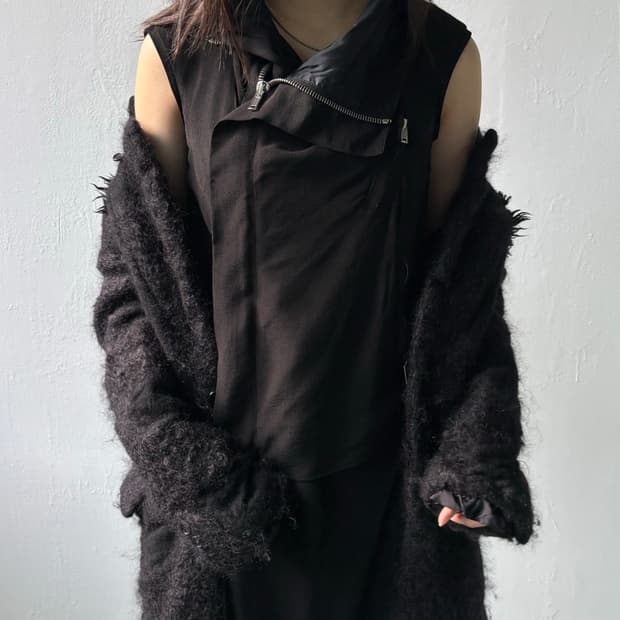 릭오웬스 10ss 실크 비대칭 하이넥 베스트