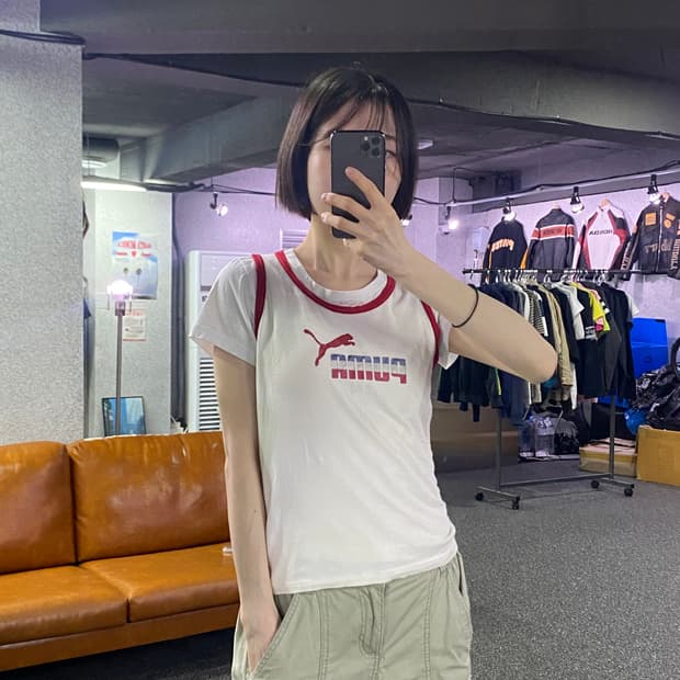 푸마 미들로고 컬러블록 슬리브리스 B4622