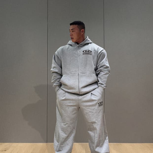 [M] 압도 더블써클 후드집업 그레이