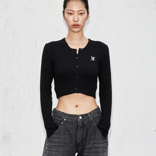 우알롱 시그니처 슬림 크롭 가디건 S