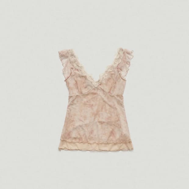 더바넷 Sena Sheer Lace Sleeveless Top_Peach