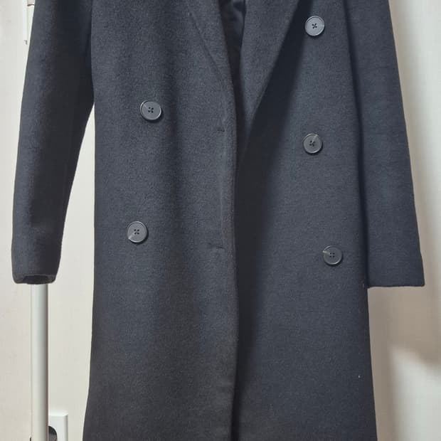 에잇세컨즈 울 블렌디드 스트랩 더블 버튼 코트