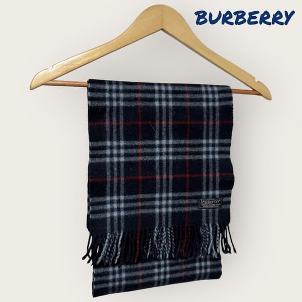버버리 네이비 노바체크 램스울 머플러 목도리