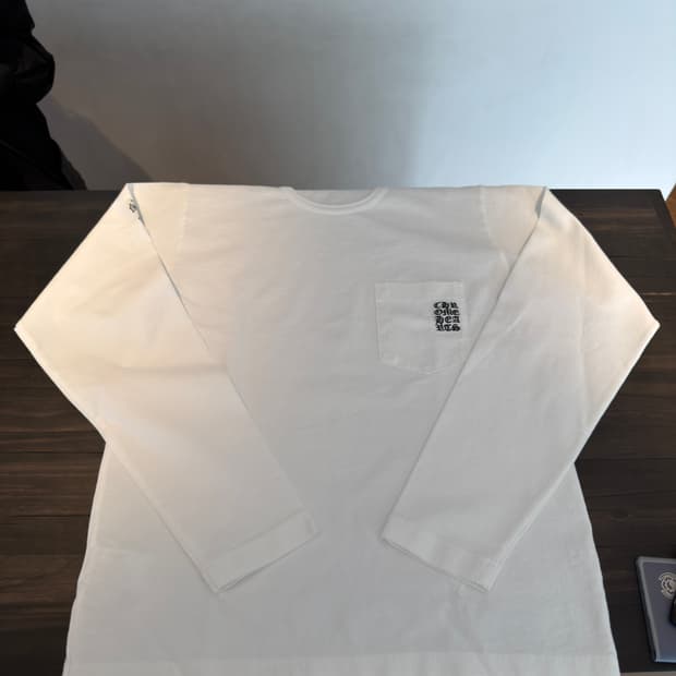 크롬하츠 GRP 포켓 루닉 롱슬리브 티셔츠 화이트 가죽패치 여성용사이즈M