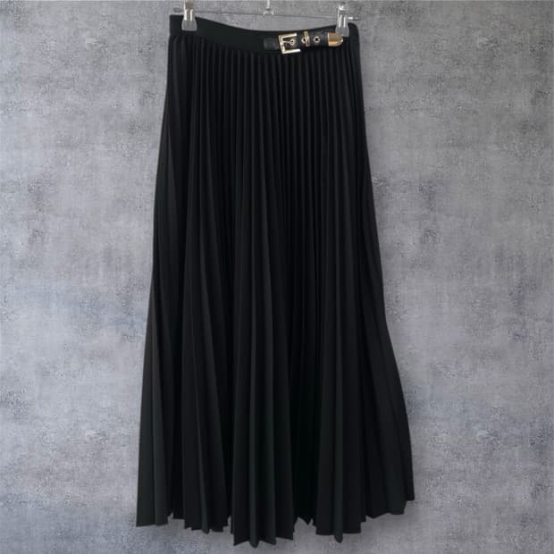 발렌티노 Valentino 블랙 벨트 디테일 플리츠 롱 스커트 S