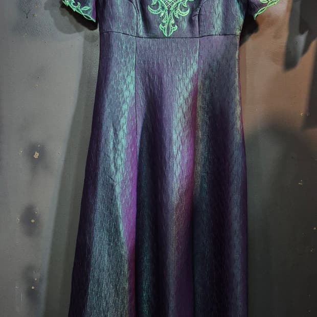 초록 보라 고급  롱드레스 66 77