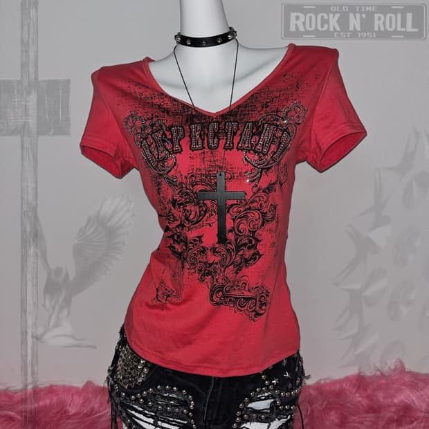 00’s 락 와투케 그런지 펑크 그래픽 큐빅 슬림핏 반팔티