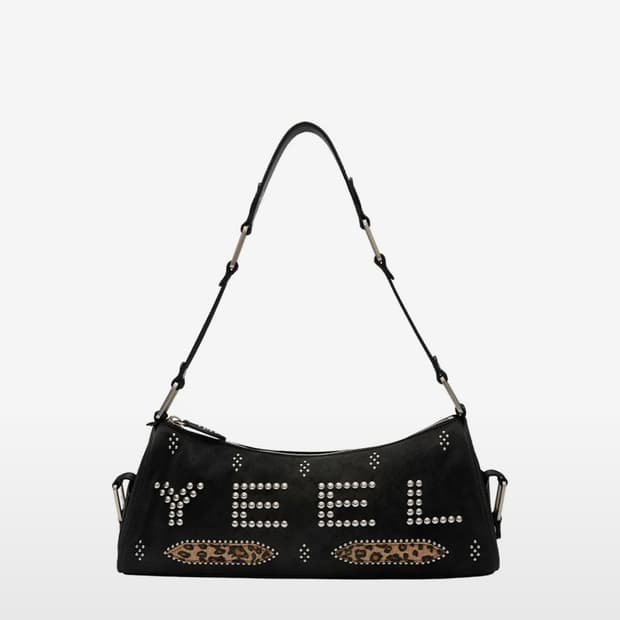 YEEL STUDDED SHOULDER BAG BLACK