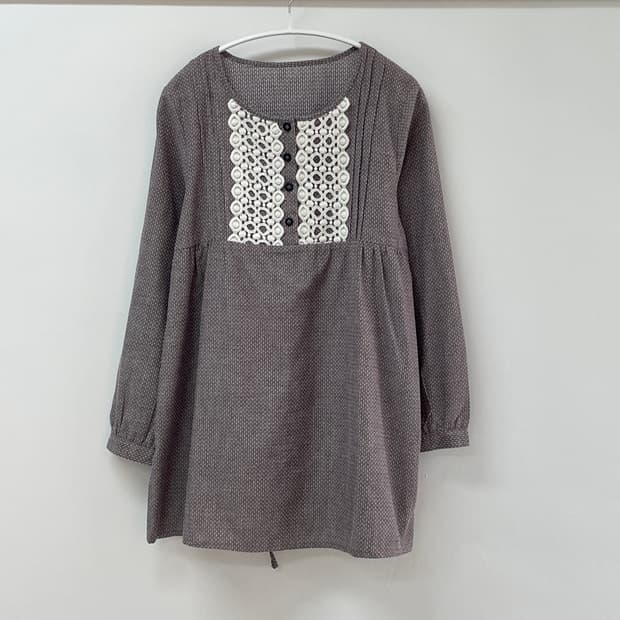 일본빈티지 레이스 배색 원피스