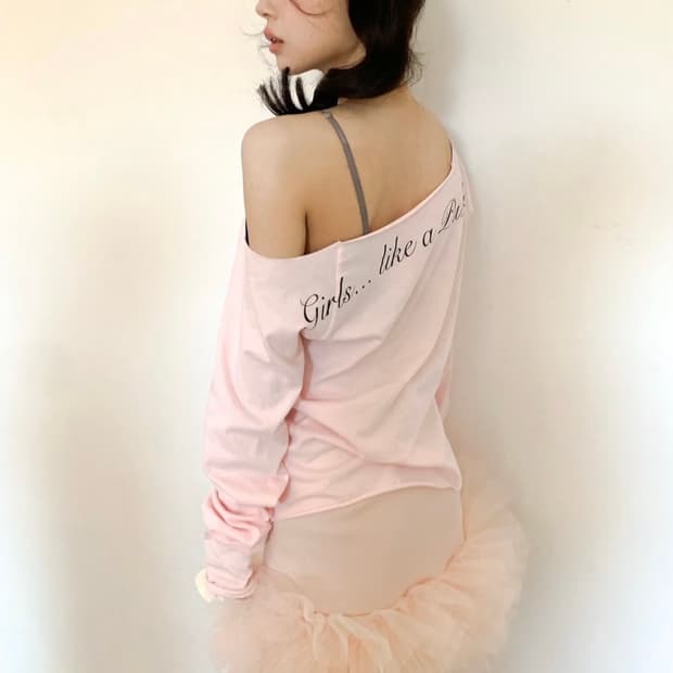 샵페어리 크로스 하트 컷오프 티셔츠 라이트 핑크