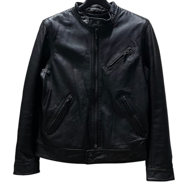 Y3 레더 바이커 블루종