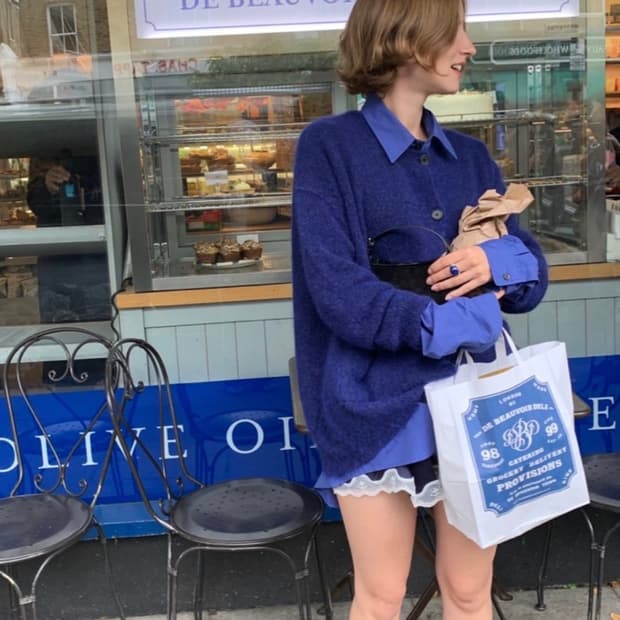 리본빛 Riverside Cardigan Blue