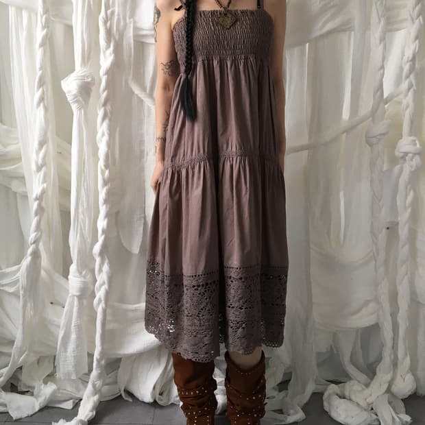 Crochet layered sleeveless layer onepiec