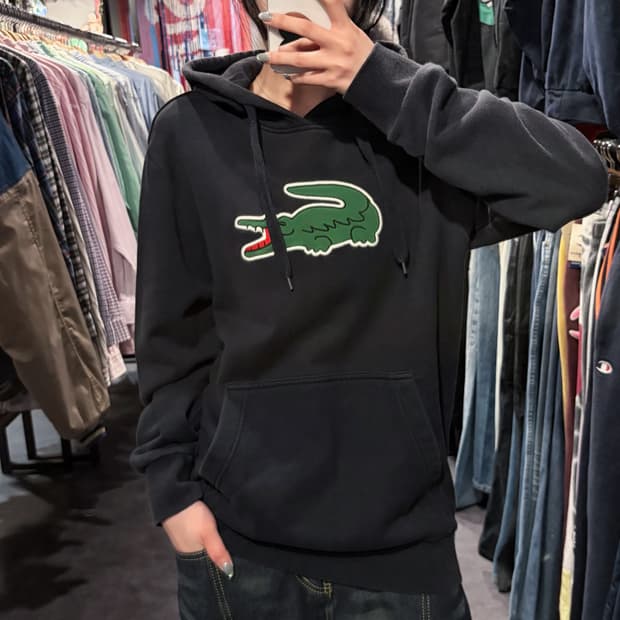[IM] LACOSTE 라코스테 빅크록 후드티 블랙