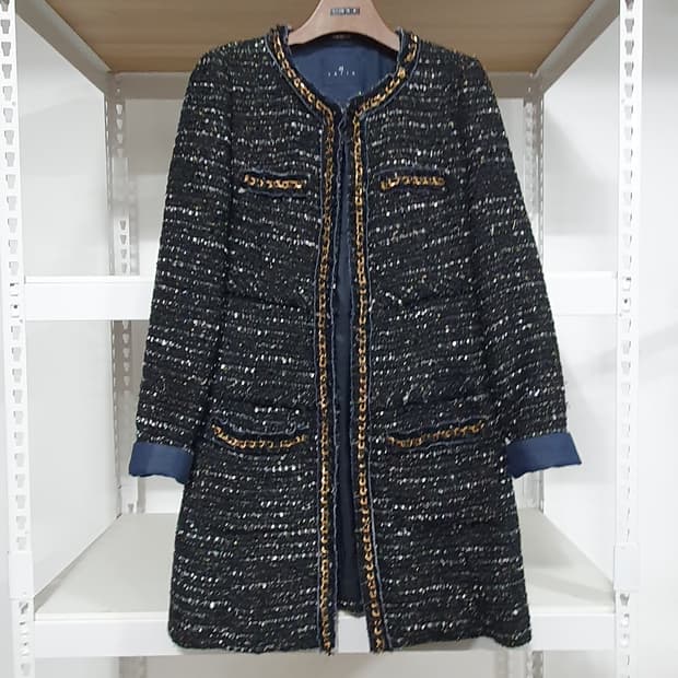 샤틴 트위드 블랙 자켓 반 코트 55