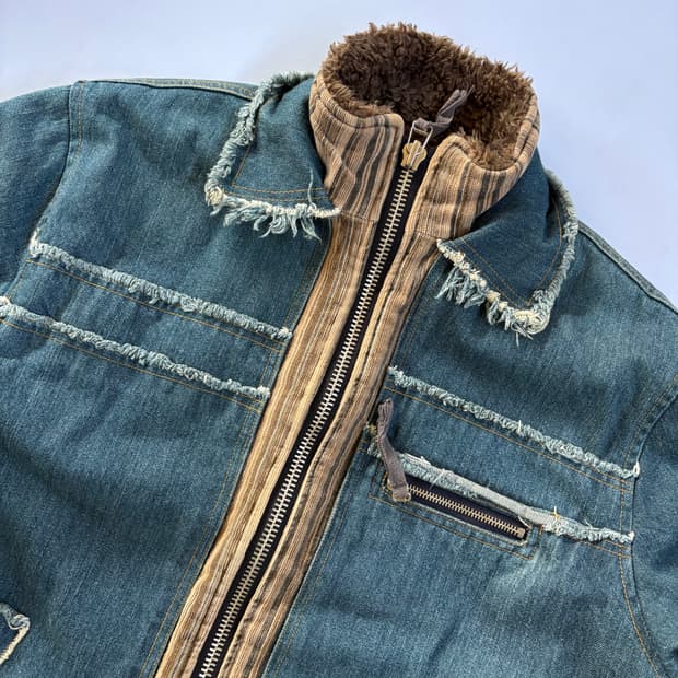 일본빈티지 레이어드 양털 청자켓