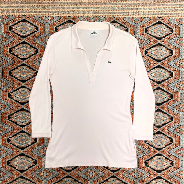 라코스테 핑크 브이넥 카라티셔츠 여성40