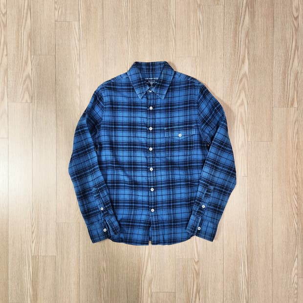 SAVE KHAKI UNITED 블루 체크 플란넬 셔츠