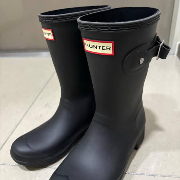 헌터 우먼스 오리지널 숏 레인부츠 블랙 235