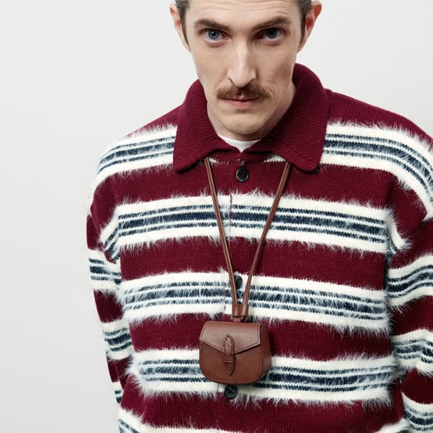 STU 플러피 스트라이프 가디건 버건디 M