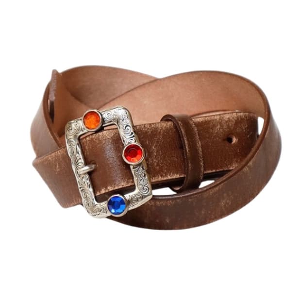 캐피탈 오일드레더 스터드벨트 브라운