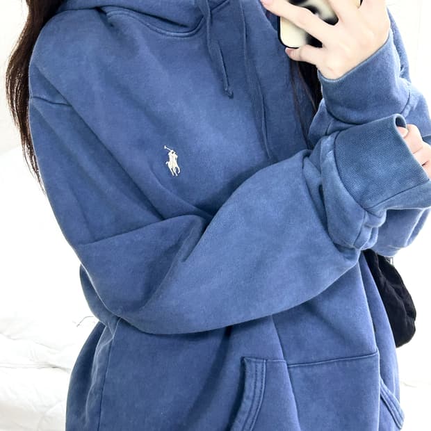 폴로 신형 블루 워싱 후드