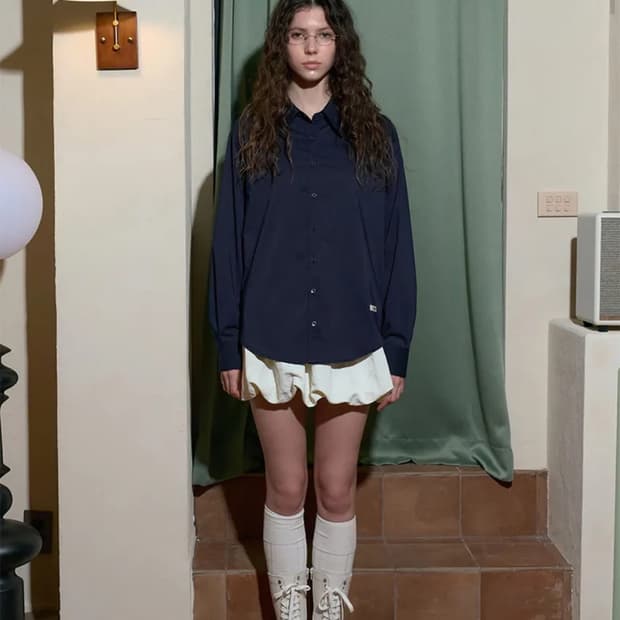 락케이크 Beige Label Shirt Navy