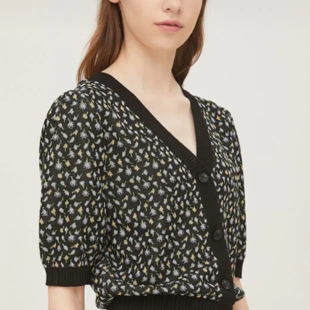 시슬리 플라워 자카드 가디건