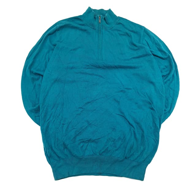 CN906 L 엘엘빈 블루그린 코튼 캐시미어 긴팔 니트 스웨터