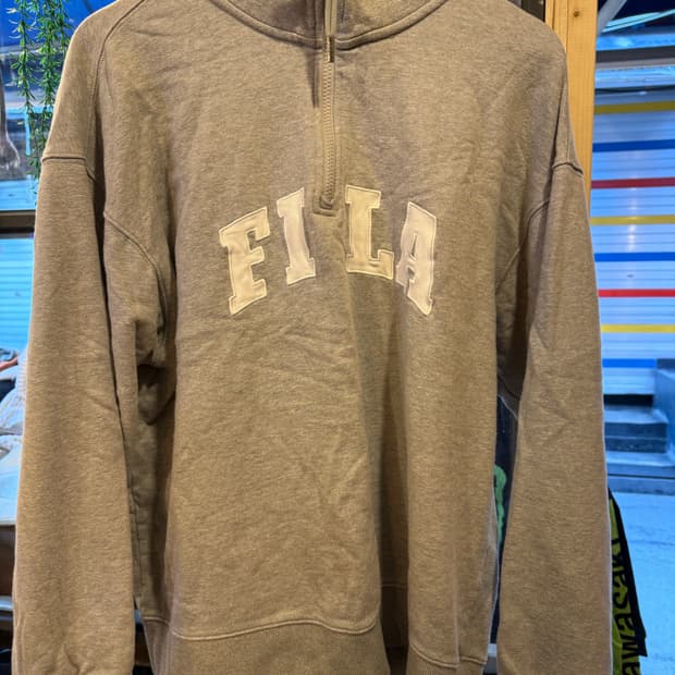 휠라 그레이 반집업 맨투맨