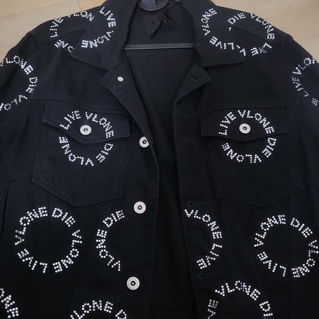 브이론 라인 스톤 데님 자켓