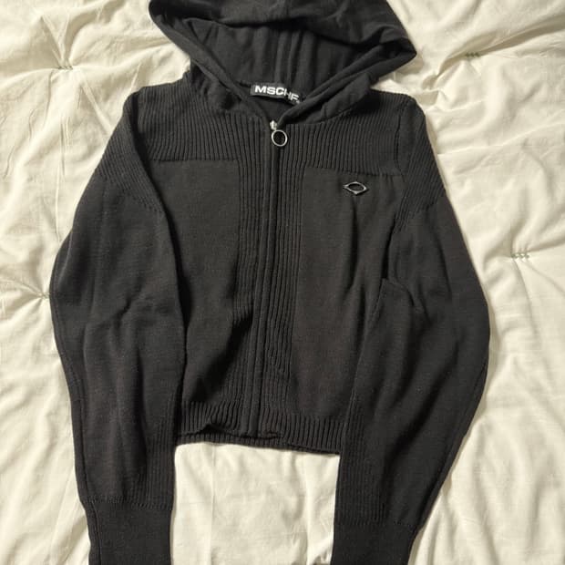 미스치프 롬버스 니트 후디 블랙