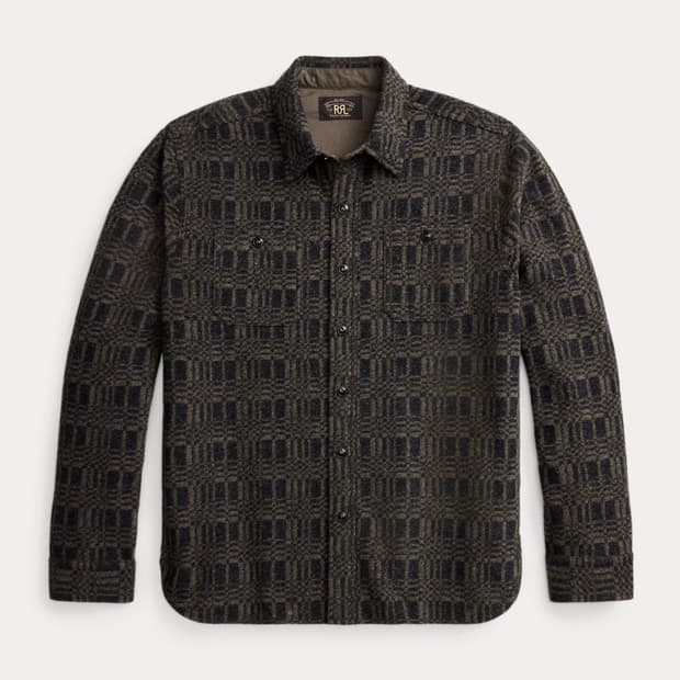 RRL 자카드 니트 울 블렌드 워크 셔츠