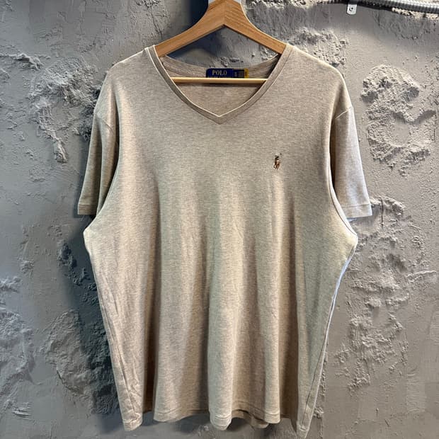 XL 폴로 랄프로렌 POLO 커스텀 브이넥 반팔 티셔츠 베이지