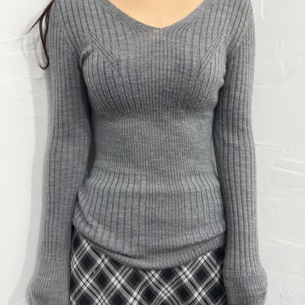 comme ca gray slim knit top
