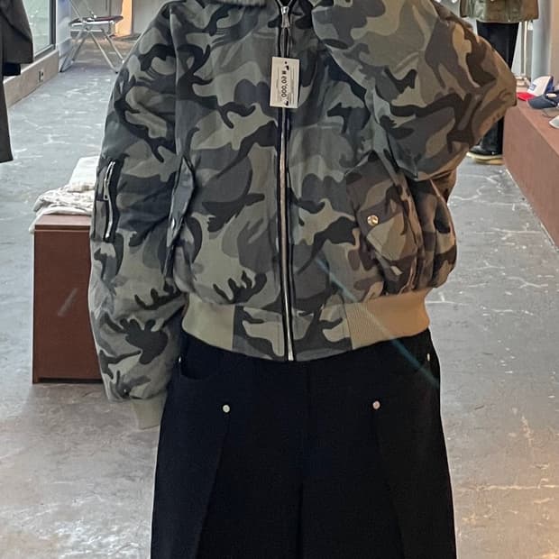 빈티지 카모 퍼 후드패딩 자켓 H1572