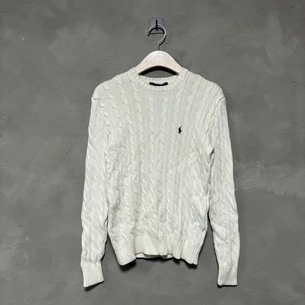 폴로 랄프로렌 꽈배기 니트 화이트 아이보리