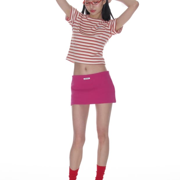 크랭크 마이크로 미니스커트 핑크 M